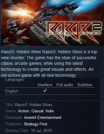 Razor2: Hidden Skies Steam - Click Image to Close